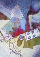 Still Life with Blue Ball by Ellen Fountain