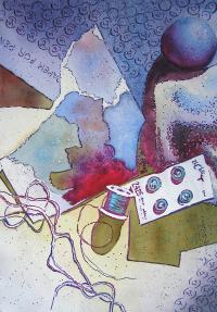 Still Life with Blue Ball by Ellen Fountain